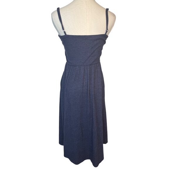 Chasor XS Navy Blue Sleeveless Midi Dress Adjustable Spaghetti Straps - Picture 8 of 16